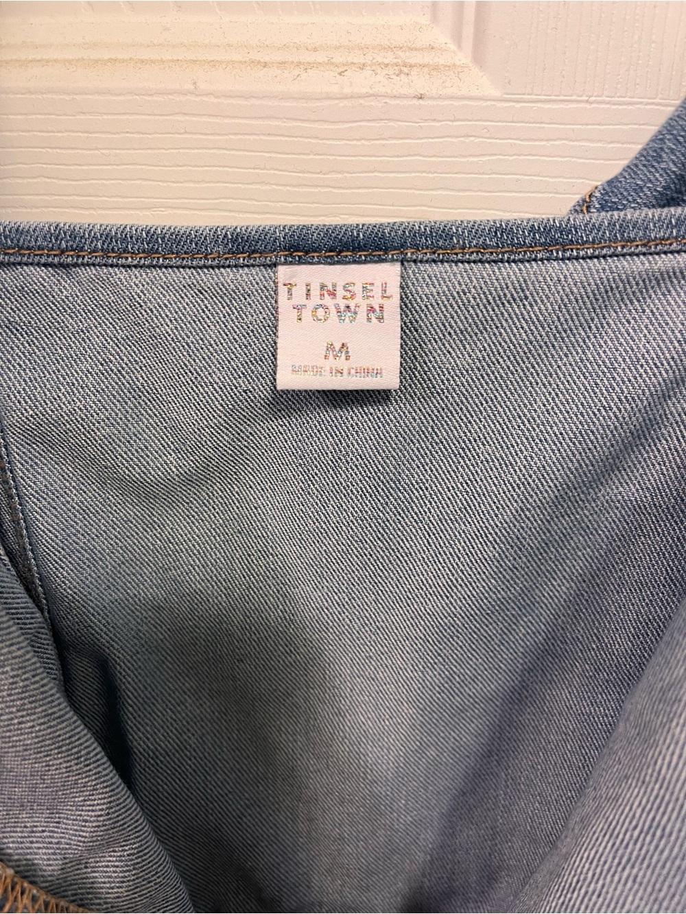 Tinseltown Light Blue Denim Jumpsuit Top - Picture 4 of 4